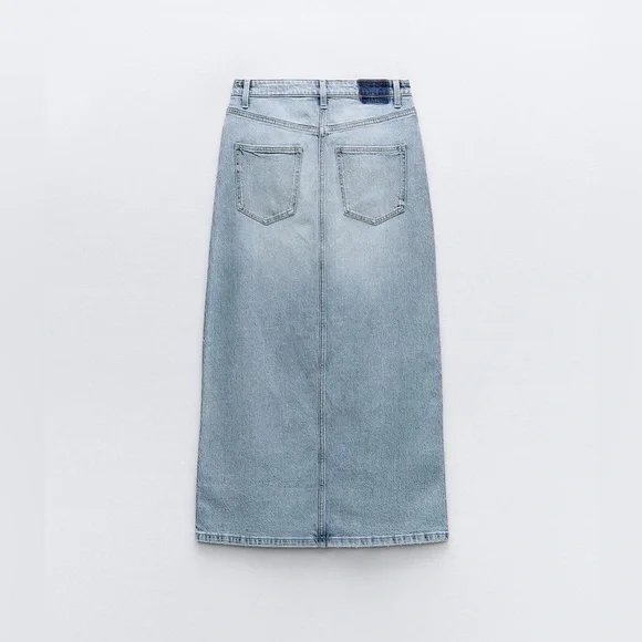 ZARA NEW WITH TAGS Z1975 DENIM MIDI SKIRT - Picture 10 of 12